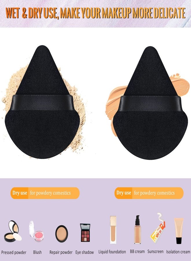 Meanplan 100 Pcs Powder Puff Face Soft Makeup Sponge Triangle Powder Puffs for Loose Velour Cosmetic Foundation Wet Dry Sponge Makeup Tools(Black) - Image 4